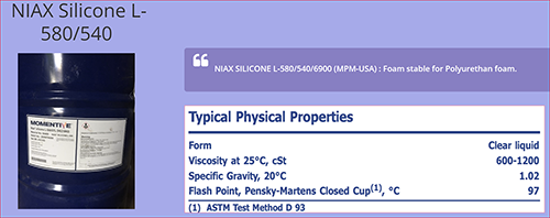 Niax Silicone L-580/540 - Hóa Chất Vẹn Toàn - Công Ty TNHH Thương Mại Dịch Vụ Sản Xuất Vẹn Toàn